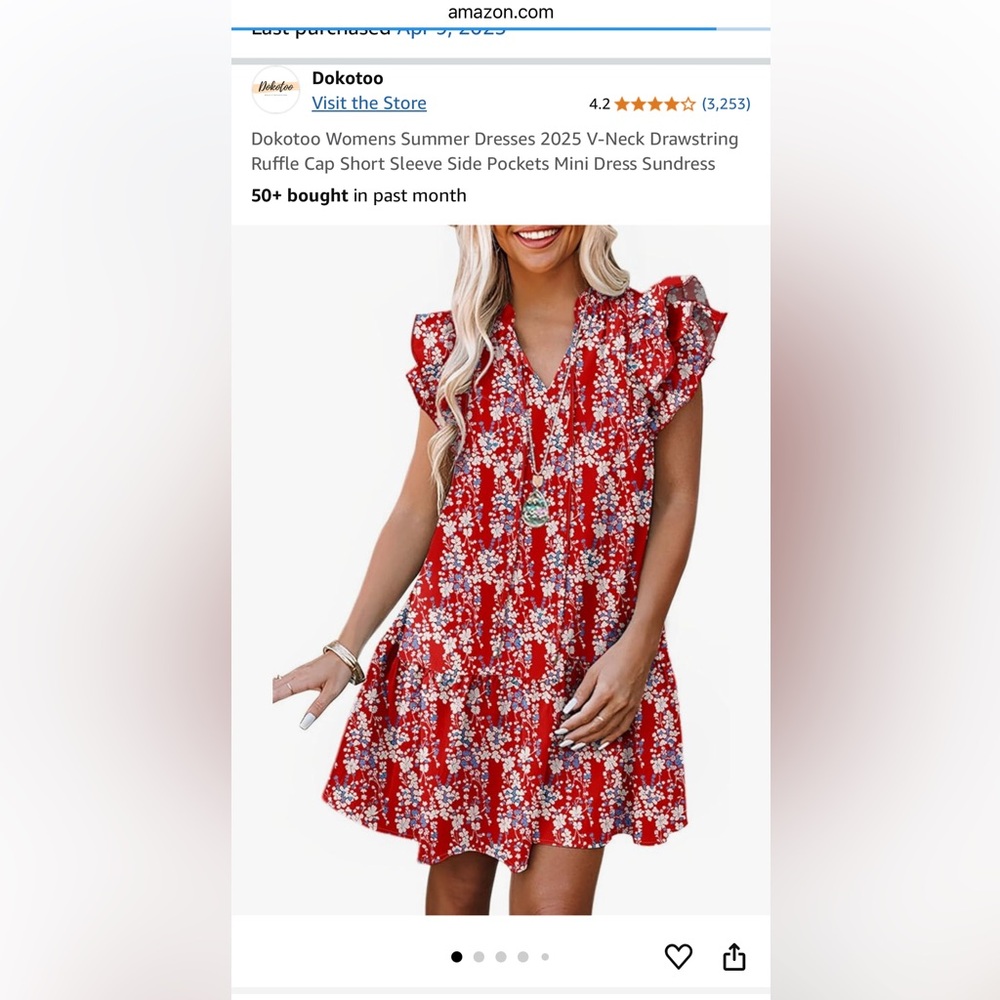 Red Midi Sundress with Flutter Sleeves and V-Neck